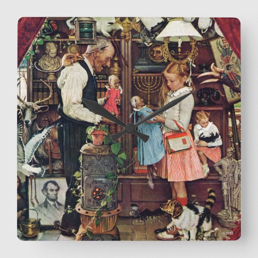 エイプリルフール1948年 スクエア壁時計 (正面)