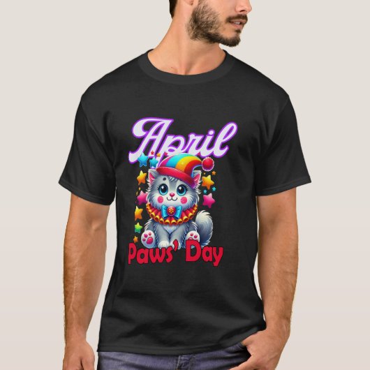エイプリルポーズデイ ねこ愚かな April Fools Pran Tシャツ (正面)