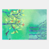 エイプリルモダングリーンランドスケープ絵画自然 ラッピングペーパーシート (正面2)