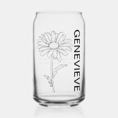 エイプリル誕生フラワーデイジーと名前をカスタムする ガラス缶 (正面)