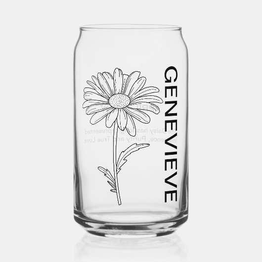 エイプリル誕生フラワーデイジーと名前をカスタムする ガラス缶 (正面)