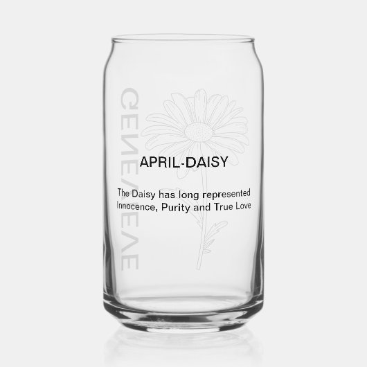 エイプリル誕生フラワーデイジーと名前をカスタムする ガラス缶 (裏面)