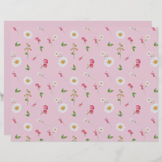 エイプリル誕生フラワーデイジースイートピースクラップブック紙 (正面/裏面)