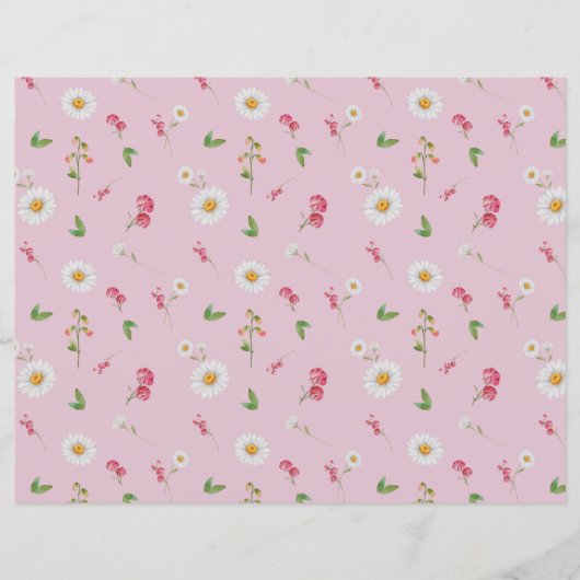 エイプリル誕生フラワーデイジースイートピースクラップブック紙 (正面)