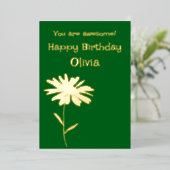 エイプリル誕生フラワーデイジーフローラ金ゴールドエメラルドグリーン 箔シーズンカード (立ち正面)