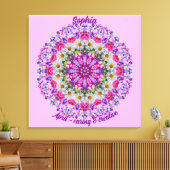 エイプリル誕生フラワーパーソナライズされたデイジーマンダラアート キャンバスプリント (インサイチュ (リビング))