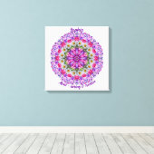 エイプリル誕生フラワーパーソナライズされたデイジーマンダラアート キャンバスプリント (インサイチュ (ウッドフロア))