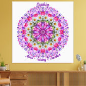 エイプリル誕生フラワーパーソナライズされたデイジーマンダラアート キャンバスプリント (インサイチュ (リビング))