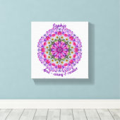 エイプリル誕生フラワーパーソナライズされたデイジーマンダラアート キャンバスプリント (インサイチュ (ウッドフロア))