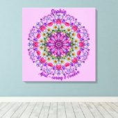 エイプリル誕生フラワーパーソナライズされたデイジーマンダラアート キャンバスプリント (インサイチュ (ウッドフロア))