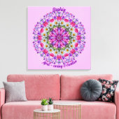 エイプリル誕生フラワーパーソナライズされたデイジーマンダラアート キャンバスプリント (インサイチュ (リビング))
