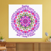 エイプリル誕生フラワーパーソナライズされたデイジーマンダラアート キャンバスプリント (インサイチュ (リビング))