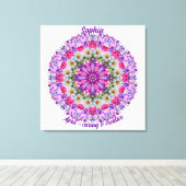 エイプリル誕生フラワーパーソナライズされたデイジーマンダラアート キャンバスプリント (インサイチュ (ウッドフロア))