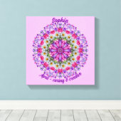 エイプリル誕生フラワーパーソナライズされたデイジーマンダラ キャンバスプリント (インサイチュ (ウッドフロア))
