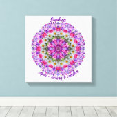 エイプリル誕生フラワーパーソナライズされたデイジーマンダラ キャンバスプリント (インサイチュ (ウッドフロア))