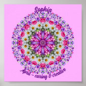 エイプリル誕生フラワーパーソナライズされた引用文キッズ子供部屋 ポスター (正面)