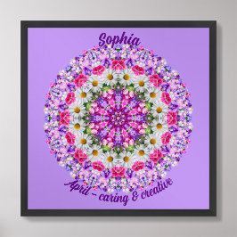 エイプリル誕生フラワーパーソナライズされた引用文キッズ子供部屋 ポスター