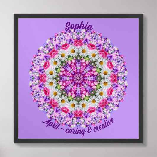 エイプリル誕生フラワーパーソナライズされた引用文キッズ子供部屋 ポスター