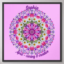 エイプリル誕生フラワーパーソナライズされた引用文キッズ子供部屋