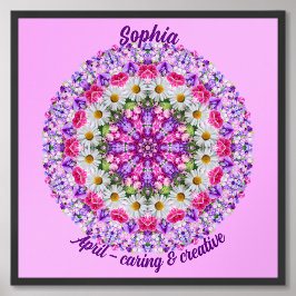 エイプリル誕生フラワーパーソナライズされた引用文キッズ子供部屋 ポスター