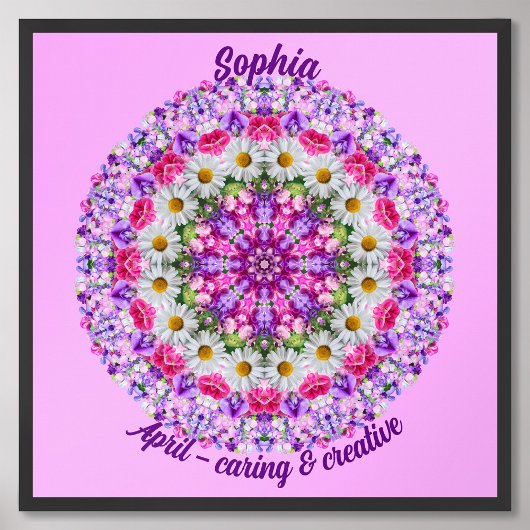 エイプリル誕生フラワーパーソナライズされた引用文キッズ子供部屋 ポスター