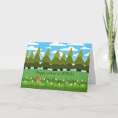 エイプリル誕生日かわいいバニーとデイジー カード (正面)