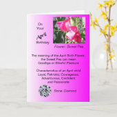 エイプリル誕生日カード – スイートピーとダイヤモンド カード (黄色い花)