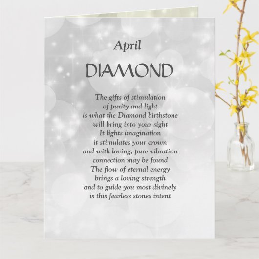 エイプリル誕生日誕生石ダイヤモンドグリーティング カード (黄色い花)