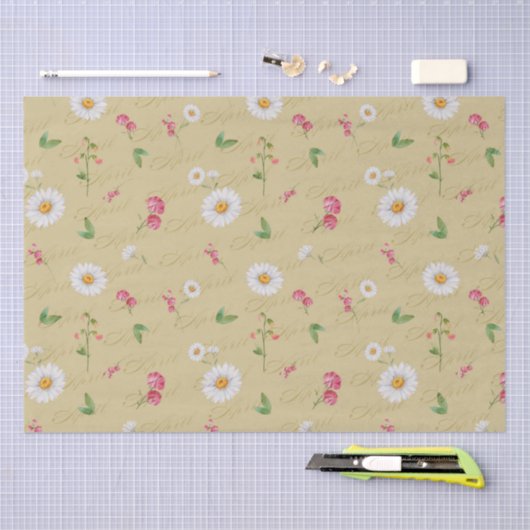 エイプリル誕生月フラワーズデイジースイートピー 薄葉紙 (クラフト)