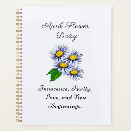 エイプリル誕生月花デイジーフレッシュとシンプル プランナー手帳 (正面)