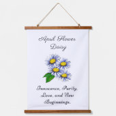 エイプリル誕生月花デイジーフレッシュとシンプル 吊り下げ型タペストリー (正面)