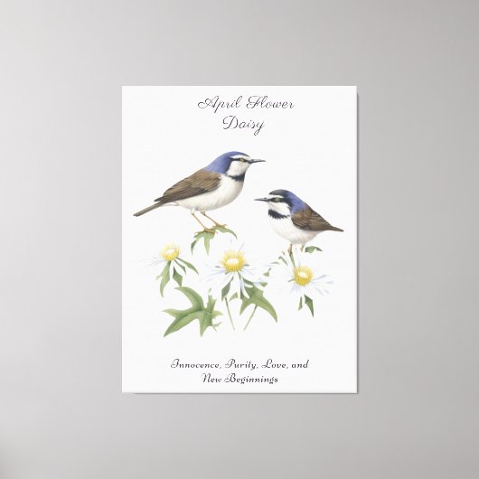 エイプリル誕生月花デイジー大切な誕生日 キャンバスプリント (正面)