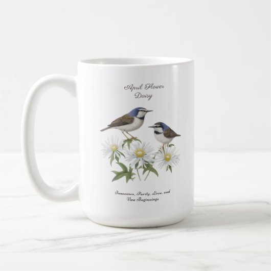 エイプリル誕生月花デイジー大切な誕生日 コーヒーマグカップ (左)