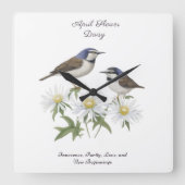 エイプリル誕生月花デイジー大切な誕生日 スクエア壁時計 (正面)