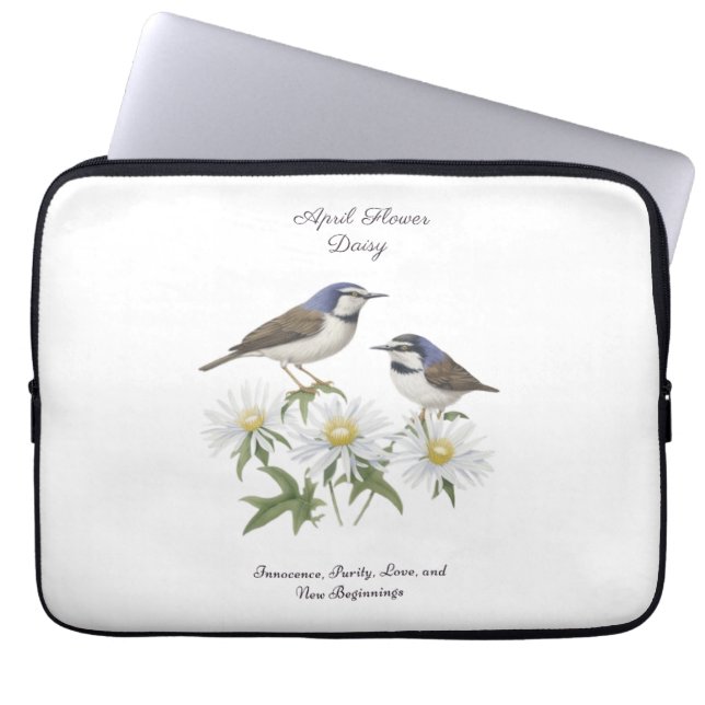 エイプリル誕生月花デイジー大切な誕生日 ラップトップスリーブ (正面)