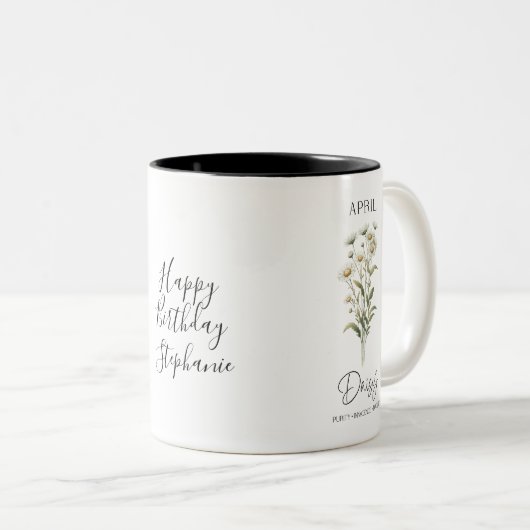 エイプリル誕生月花デイジー誕生日ギフト彼女 ツートーンマグカップ (正面右)