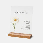 エイプリル誕生月花デイジー パーソナライズされた アクリルサイン (傾斜)