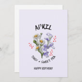 エイプリル誕生月花誕生日カード (正面/裏面)