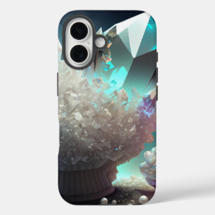エイプリル誕生石ダイヤモンドクォーツクリスタル真珠 iPhone 16ケース