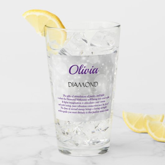 エイプリル誕生石ダイヤモンドデザイン タンブラーグラス (アイス正面)