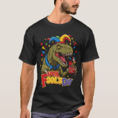 エイプリル・フールズ・デイ 恐竜 面白い ティラノサウルス いたずら Tシャツ (正面)
