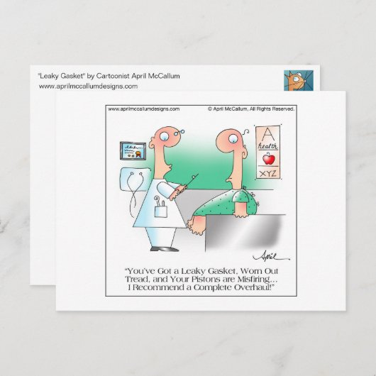 エイプリル・マッカラムの「リーキーガスケット」漫画ポストカード ポストカード (正面/裏面)