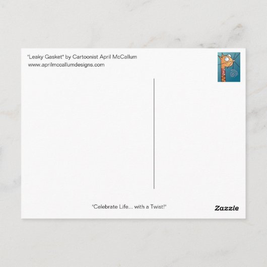 エイプリル・マッカラムの「リーキーガスケット」漫画ポストカード ポストカード (裏面)