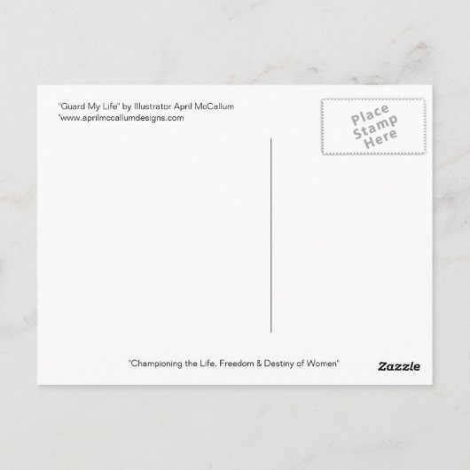 エイプリル・マッカラムまでに私の人生のはがきを守る ポストカード (裏面)