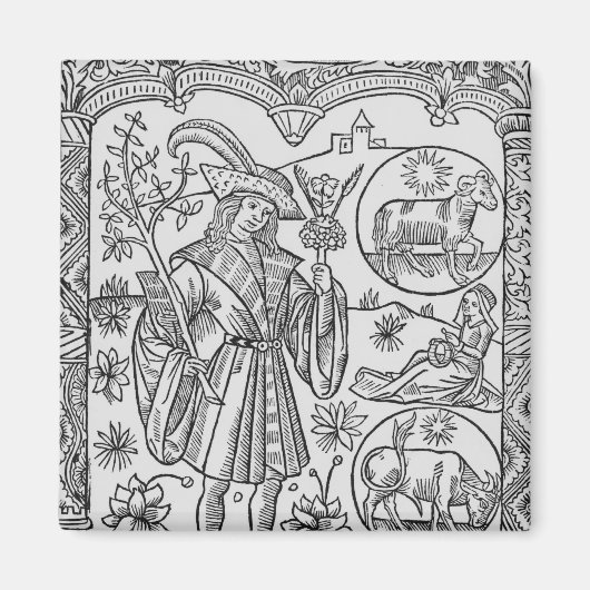 エイプリル、花、おひつじ マグネット (正面)