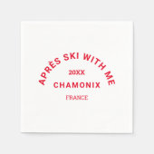 エイペーススキーと私の冬の赤いスキークレストパート スタンダードカクテルナプキン (正面)