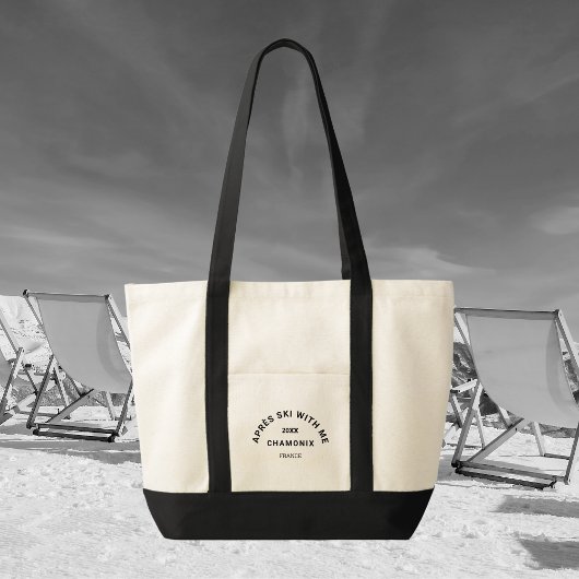 エイペーススキーと私の冬の黒のスキークレスト トートバッグ