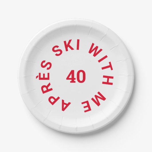 エイペーススキーと私40赤40歳の誕生日パーティー ペーパープレート (正面)