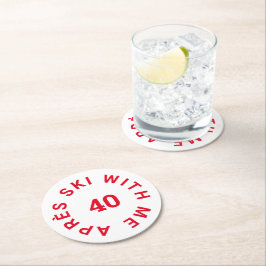 エイペーススキーと私40赤40歳の誕生日パーティー ラウンドペーパーコースター