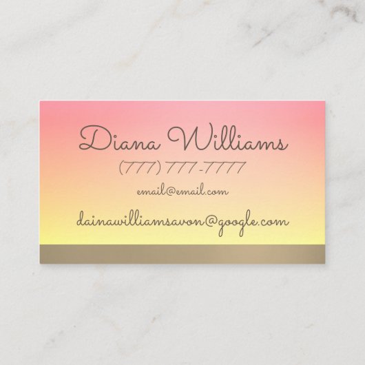 エイボンのピパーソナライズされたンクと金ゴールドのレースの美観 名刺 (裏面)